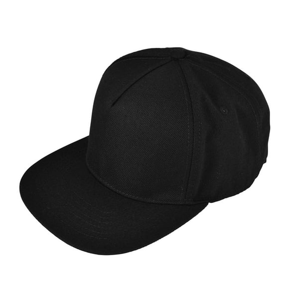 DALIX Premium 5 Panel Wool Blend Hat Flat Bill Cap Snapback (Black)