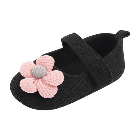 

Winter Savings Holiday Deals 2024! Antqov Toddler Girls Dress Shoes Baby First Walker Shoes Summer New Baby Cute Knitted Flower Wool Shoes Non-slip Baby Walking Shoes Black 9-12 Months