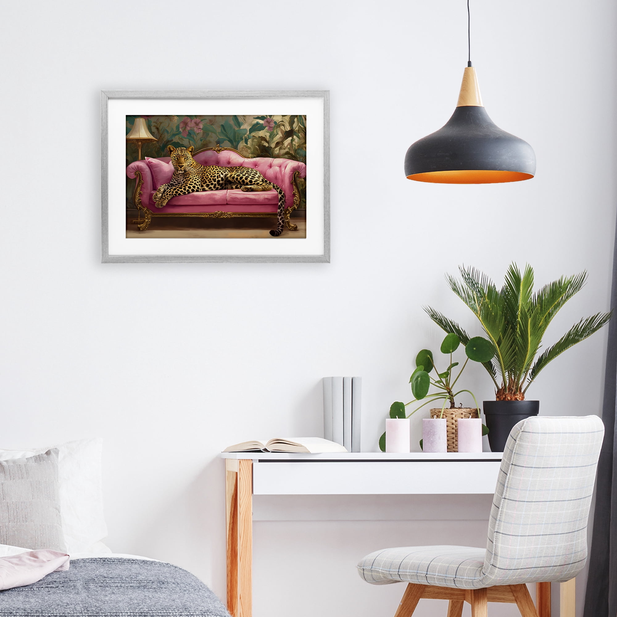 Stupell Industries Exotic Lounging Leopard Gray Framed Print Under Glass, design by Tina LeCour