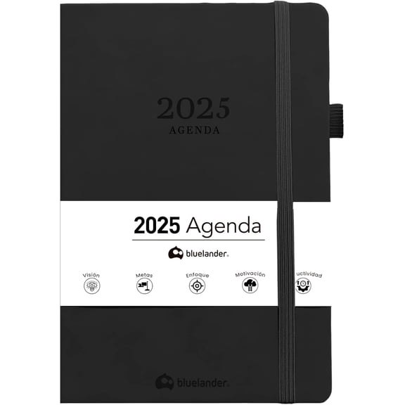 Agenda 2025 Bluelander, Cubierta Gruesa, Cuero
