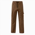 thumbnail image 5 of HFHAPW Boy's Casual Baggy Cargo Pants Elastic Waist Workout Sweatpants Joggers(Coffee,11-12 Y), 5 of 6
