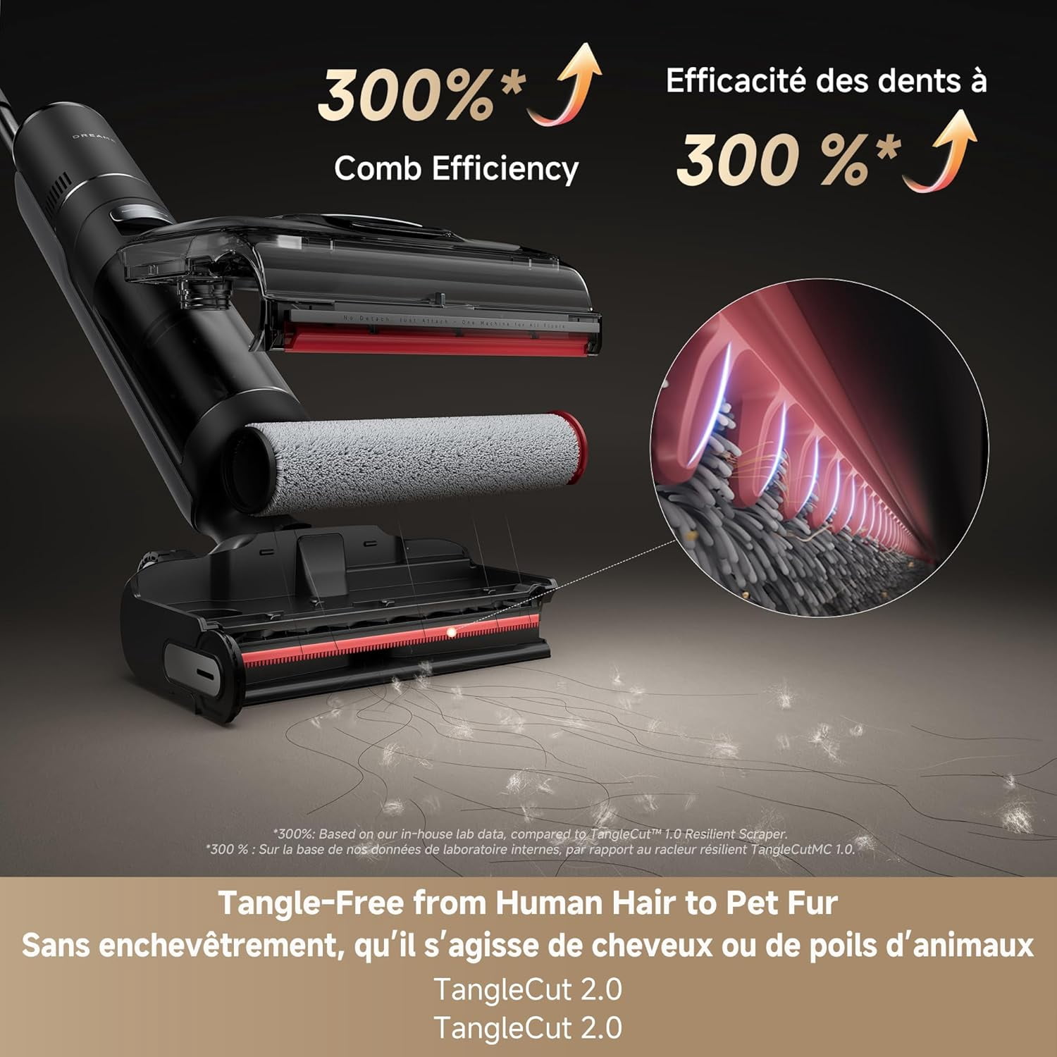 Dreame H15 Pro CarpetFlex Cordless Vacuum Mop, Wet Dry Vacuum Cleaner with Dual Brushes for Hard Floors & Carpet, Tangle-Free Hair-Cutting, 23kPa Suction, 180° Lie-Flat, 194°F Fast Drying