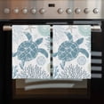 thumbnail image 2 of Blue Turtle Coastal Kitchen Towels Set of 3, Water Absorbent Dish Towel, Summer Beach Nautical Coral Decorative Hand Towels - Quick Drying Cloth for Cooking Baking, 18x28 Inch, 2 of 8