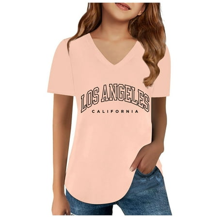 

Girl s T-Shirts Summer Short Sleeve Prints Trendy Fans Gift V-Neck Fashion Casual Sports Style Girls Shirts