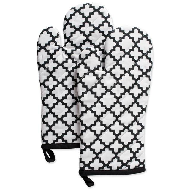 Manopla de horno Design Imports celosía blanca juego de 2