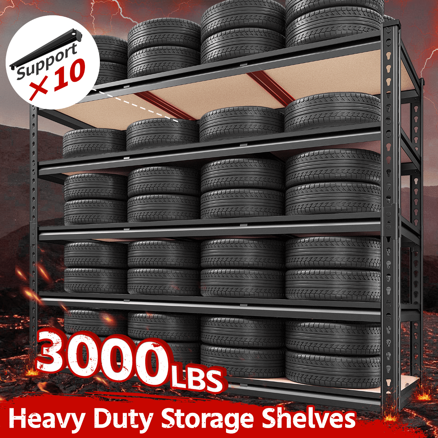 REIBII 48"W Heavy Duty Shelving 3000LBS Steel Shelving Adjustable Garage Storage Industrial Shelf,48"W x 24"D x 72"H