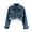 Blue, variant on Women's Long Sleeve Rivet Studded Denim Jacket Casual Diamond Inlaid Short Jean Coat Black