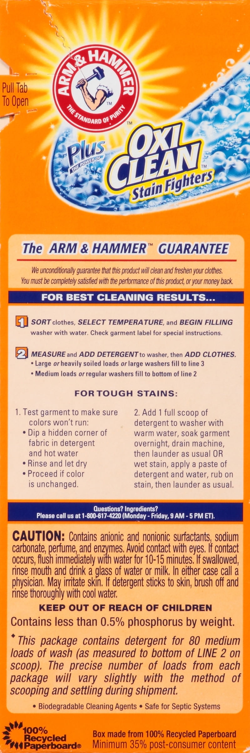 Arm & Hammer Plus OxiClean Powder Laundry Detergent, Fresh Scent, 80 Loads