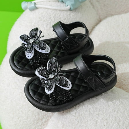

Summer Savings Clearance! Danhjin Toddler Kids Girls Flower Open-Toe Beach Walking Two-Strap Sandals Summer Breathable Flat Pricness Shoes 2-5 Years
