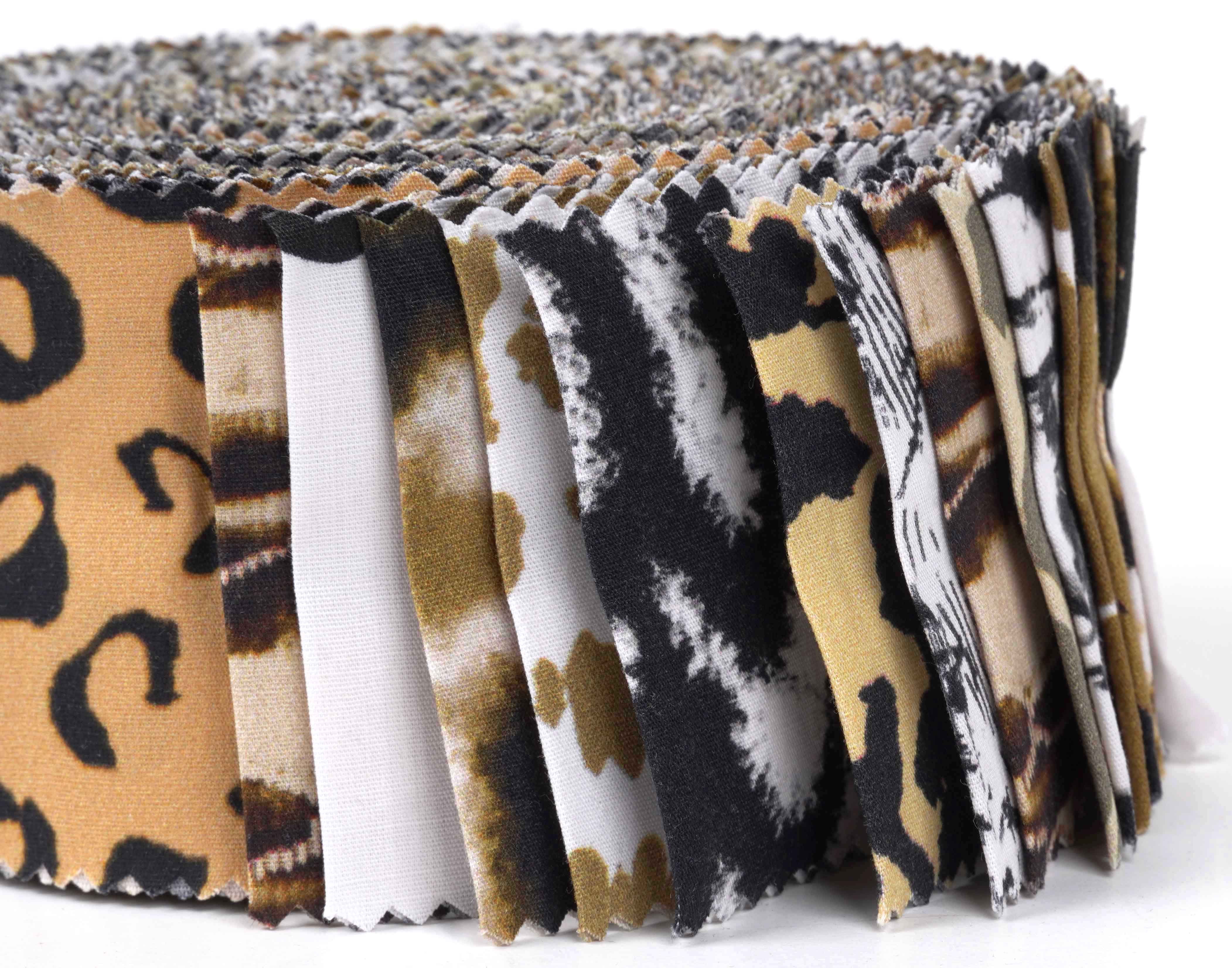 Soimoi 40Pcs Animals Print Cotton Precut Fabrics For Quilting Craft Strips 2.5x42inches Jelly Roll - Purple