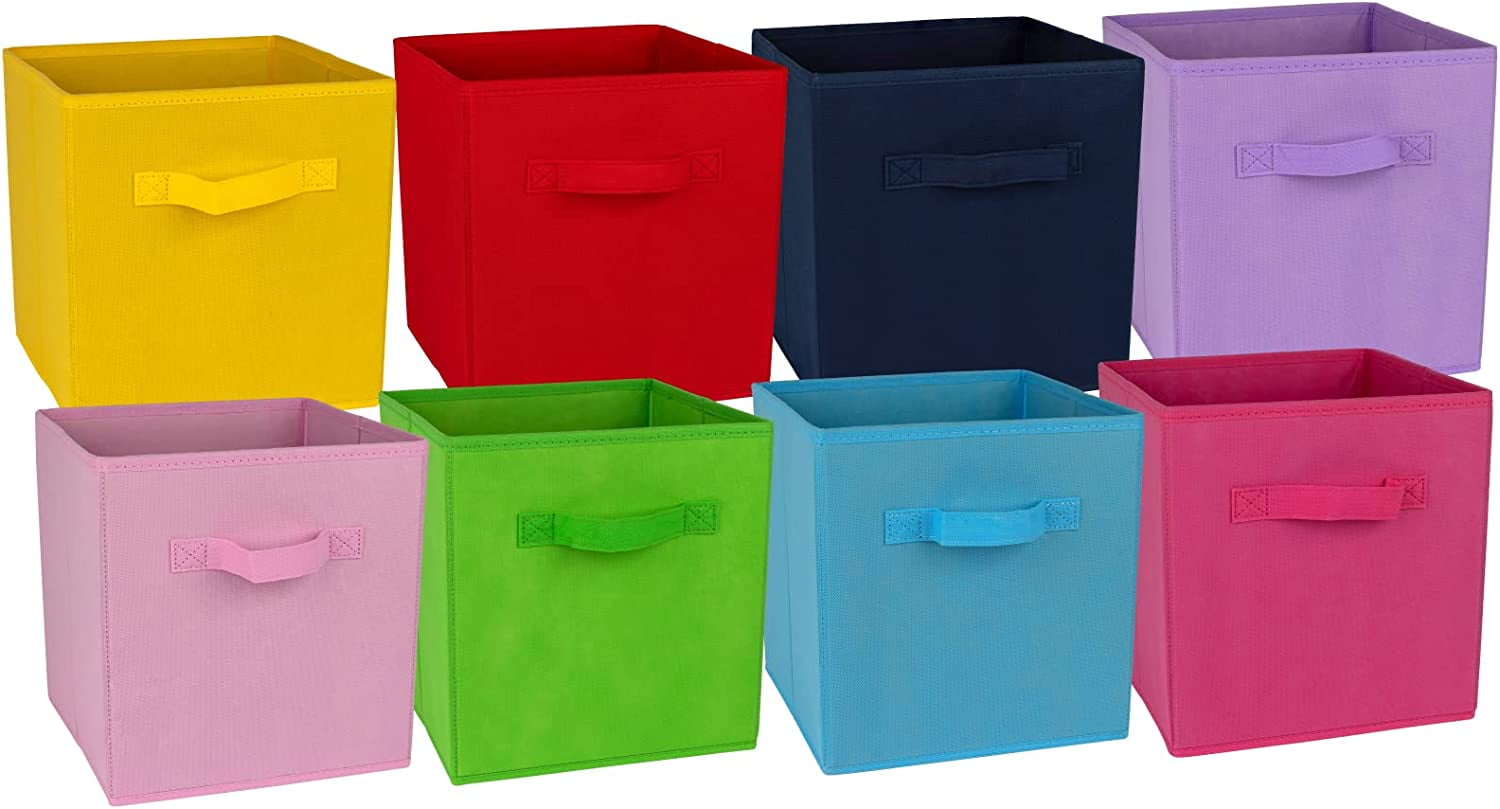 11 inch cube storage bins 8pack, Multi Colored kids storage