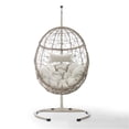 thumbnail image 4 of Afuera Living Coastal Wicker / Rattan Outdoor Hanging Egg Chair in Light Beige, 4 of 16