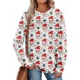 thumbnail image 2 of Women's Casual Long Sleeve Round Neck Sweatshirt Fit Pleated Top with Christmas Print for Fashionable Holiday Outfits and Comfortable Wear,Watermelon Red,2XL, 2 of 6