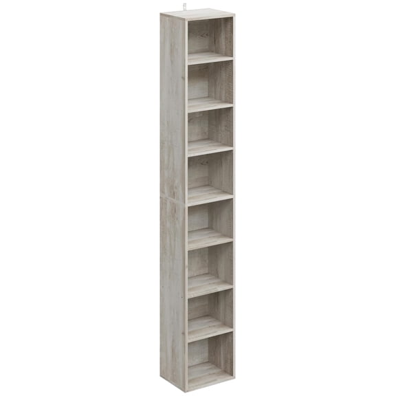Tall Narrow Bookshelf 8 Tiers, Compact Corner Bookcase, Easy to Match for Living Room, Office, Study, Bedroom