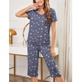 thumbnail image 4 of Ekouaer Women's Capri Lounge Sets 2 Piece Short Sleeve Pants Loungewear Outfits, 4 of 7