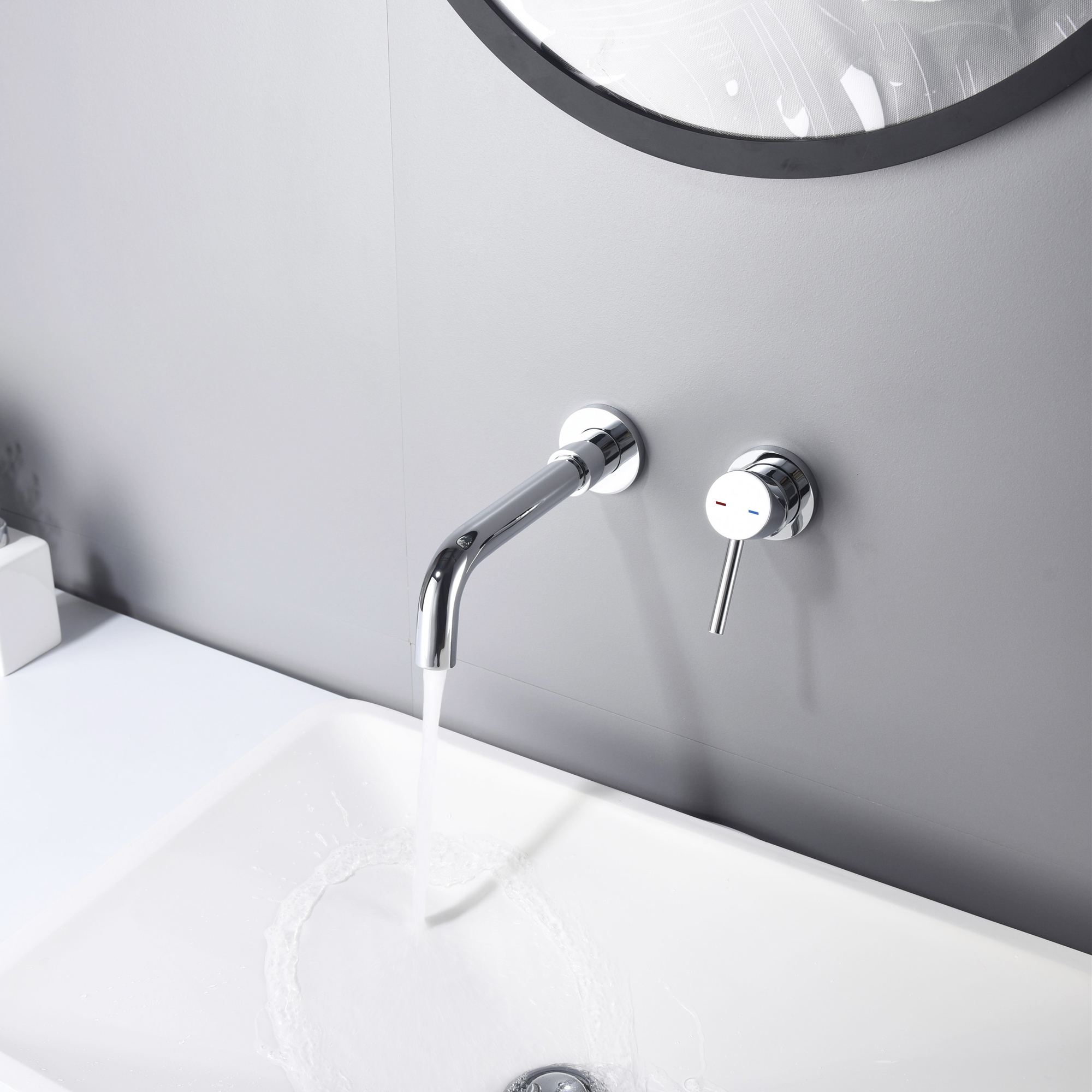 UMANYI Wall Mounted Bathroom Faucet Chrome Wall Mount Faucets for Bathroom Vessel Sink Brass Wall Bathtub Faucet with Rough-in Valve 360 Swivel Spout