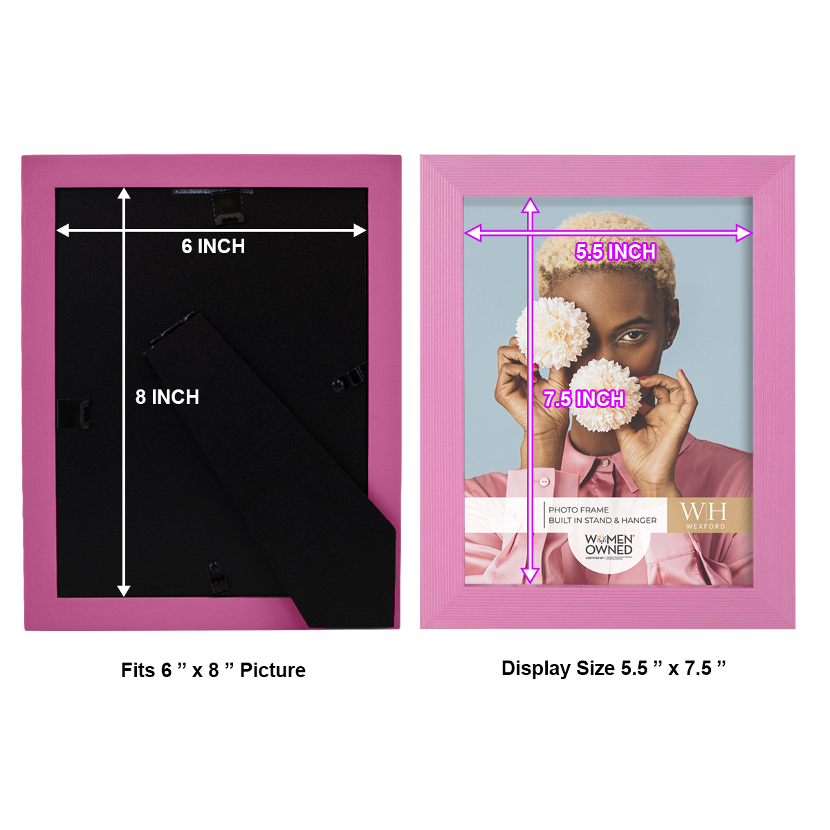 Grooved 6 in. x 8 in. Pink Picture Frame (Set of 2)