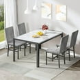 thumbnail image 2 of AWQM 4 Person Kitchen Dining Set, Marble Dining Table and Chairs with 4 Plush Upholstered Chairs for Apartments, Kitchens, Dining Rooms, Breakfast Corners, and Small Spaces., 2 of 8