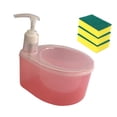 thumbnail image 3 of Dispensador de jabón líquido 2 en 1 y 3 esponjas, portátil, multiusos con bomba, dispensador con bomba de jabón para Bar, encimera y baño Rosa, 3 of 9