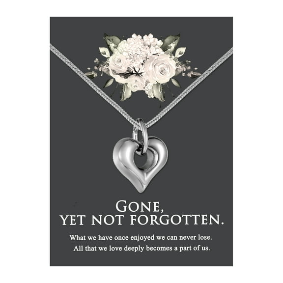 Anavia Silver Open Heart Cremation Jewelry Stainless Steel Keepsake Memorial Urn Necklace for Human with"Gone, yet not forgotten" Comfort Card