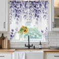 thumbnail image 3 of Swag Valance Curtains for Windows, Purple Eucalyptus Leaves Light Filtering Kitchen Curtains with Rod Pocket, Spring Summer Botanical Window Treatment Valances for Living Room, 36x45 - 2 PCS, 3 of 9