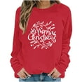 thumbnail image 4 of HOMBOM Red Merry Christmas Sweatshirts for Womens Lightweight Pullover Merry and Bright Merry Christmas Gift Ladies Tops Crewneck, 4 of 6
