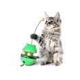 thumbnail image 2 of Juguetes interactivos para gatos, vaso 4 en 1, juguete para gatos con doble bola y palo, dispensador de croquetas para gatos fácil de limpiar, juguete para cazar, jugar, comer en interiores (verde)   ER, 2 of 4