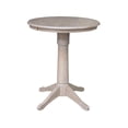thumbnail image 4 of 30" Round Solid Wood Pedestal Table in Washed Gray Taupe & 2 Stools, 4 of 6