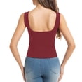 thumbnail image 5 of ChoXxx Women's Built In Bra Tank for Workout Dressy Slim Fit Ribbed Padded Camisole Red M, 5 of 5