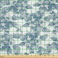 thumbnail image 2 of Ambesonne Blue Floral Fabric by the Yard Microfiber, Retro Apple Blossoming, 5 Yards, Coconut and White, 2 of 2