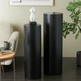 thumbnail image 2 of DecMode 40", 34"H Black Wood Handmade Pedestal Pedestal Table, 2-Pieces, 2 of 9