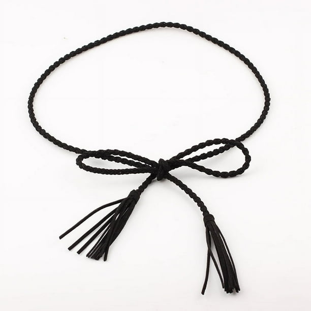 Cinturón fino con cadena de cintura fina de terciopelo superlargo decorativo para mujer