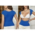 thumbnail image 4 of Camiseta sin espalda para mujer Color puro Camiseta de moda transpirable suave y agradable para la piel para aniversario Azul oscuro M, 4 of 7