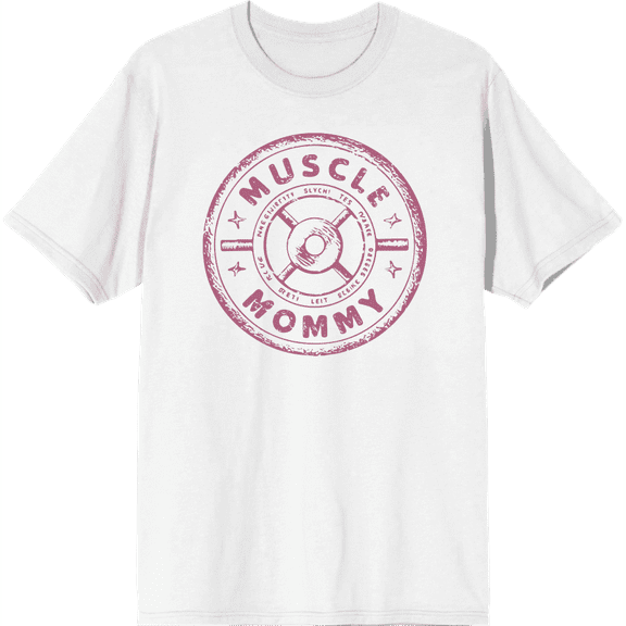 Muscle Mommy Weight Plate Adult White Crew Neck Short Sleeve Tee-Medium