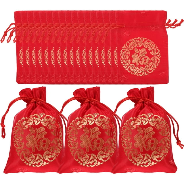 20pcs Jewelry Pouches Gift Packing Bags Drawstring Bag New Year Candy Packing Bag