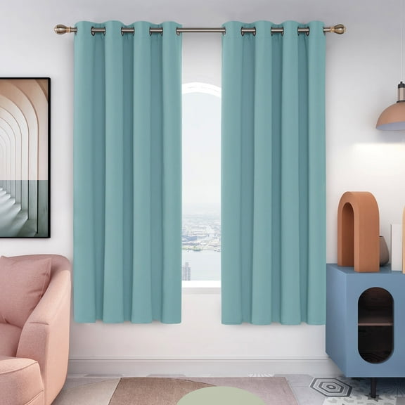 Deconovo Thermal Insulated Blackout Curtains 52x72 inch - Grommet Room Darkening Window Curtains for Living Room (52x72 inch, Teal, Set of 2 Panels)
