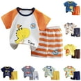 thumbnail image 3 of Futezty Toddler Boys Clothes Summer Outfit Sets, Boys Short Sleeved Twopiece Set With Cute Green Cartoon Pattern Boys Shorts Summer Clothes Set, 3 of 5