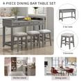 thumbnail image 4 of GZXS 4-Piece Bar Table Set with Charging Station & Drawers, 53" Long Counter Height Dining Pub Set with 3 Upholstered Stools for Small Space Kitchen, Light Gray, 4 of 10