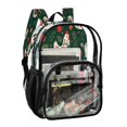 thumbnail image 2 of Large Clear PVC Backpack Heavy Duty See Through Backpack for Adults Work Travel, Dark Green Floral Hen Printed 12L, 2 of 8