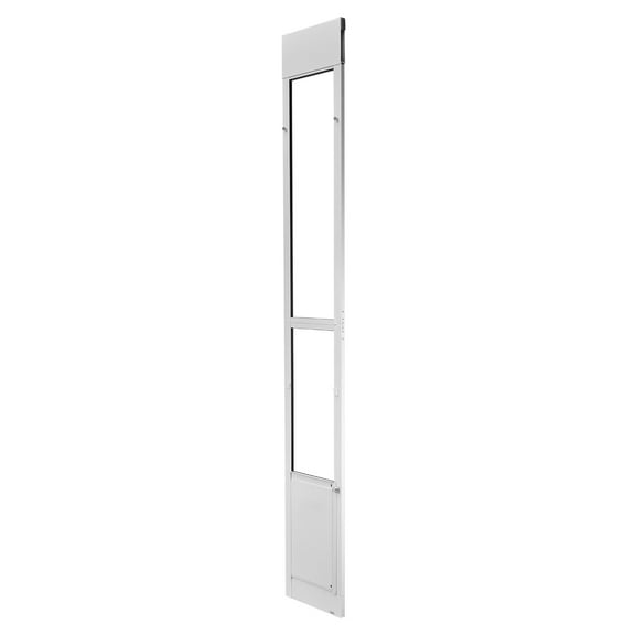 KFFKFF Adjustable Dog Door for Sliding Glass Doors, Fits Heights from 91 to 96 Inches, Durable Aluminum Frame with Metal Hinges, Secure Locking Mechanism, 10 1/4 x 16 1/4 Inch Flap