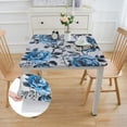 thumbnail image 2 of WYYP Blue Rose Pattern Square Tablecloth Waterproof Resistant Fabric 100% Polyester Fiber 40*40, 2 of 8