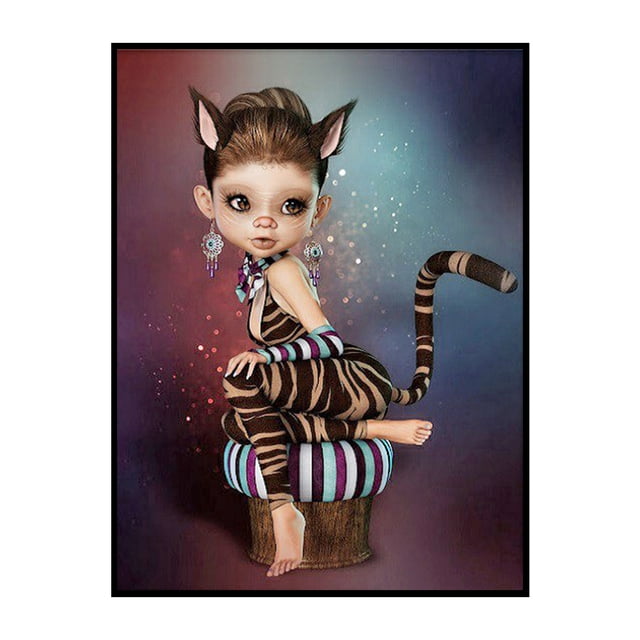 Cuadros Decorativos Big Eye Doll DIY Juego de bordado completo 11CT Estampado Arte Costura (SZX1940) DQrwqpou Nuevos Originales
