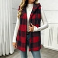 thumbnail image 5 of cocolona Womens Sleeveless Fleece Vest Casual Plaid Hooded Button Tunic Jackets Fall Winter Warm Coats, 5 of 9