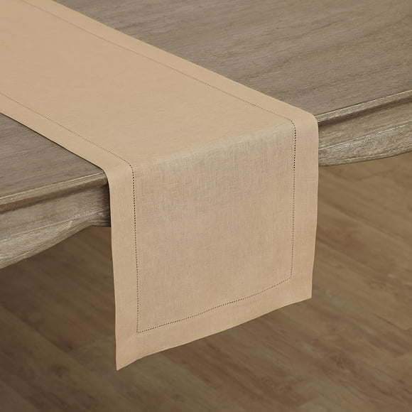 Tapete de mesa Solino Home Linen, color beige, 229 cm de largo, 100% lino puro