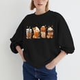 thumbnail image 4 of Haut Ample pour Femmes Col Rond Imprimé Manches Longues 100 % Polyester (Noir, m), 4 of 4