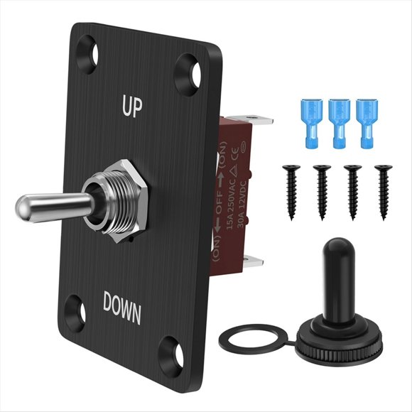 Interruptor de Palanca Momentáneo 30 A, Resistente Al Agua, 12 V (Encendido)/Apagado/(Encendido), SPDT 3 Pines con Placa Montaje Arriba/Abajo para Control Motor RV