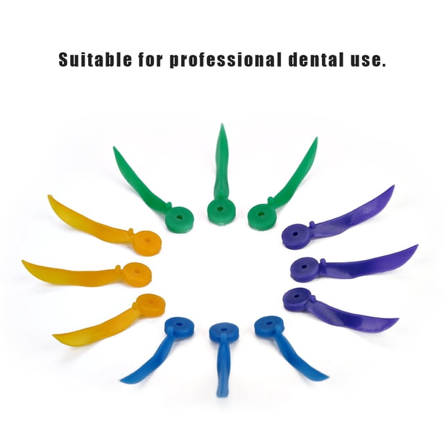 400 piezas de cuñas dentales desechables de plástico con orificio, todos los 4 tamaños, cuñas con forma de onda