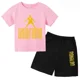 thumbnail image 3 of Conjunto de 2 piezas de camiseta y pantalones cortos con estampado de estrellas CR7 para niños y niñas de 3 a 13 años, ropa para niños, traje deportivo informal de moda Sunshine, 3 of 5