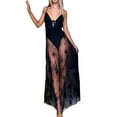 thumbnail image 2 of Femmes Robes Dentelle Sans Manches V Cou Mesh Pure Voir à Travers Cover Ups Robe Robes de Soirée Décontractée, 2 of 5