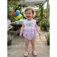 thumbnail image 6 of BemeyourBBs Infant Baby Girl First Birthday Outfit 1 Years Old Birthday Clothes Summer Bubble Romper Sleeveless Cake Embroidery Front Bow Bodysuit Playsuit One Piece Outfit, 6 of 9